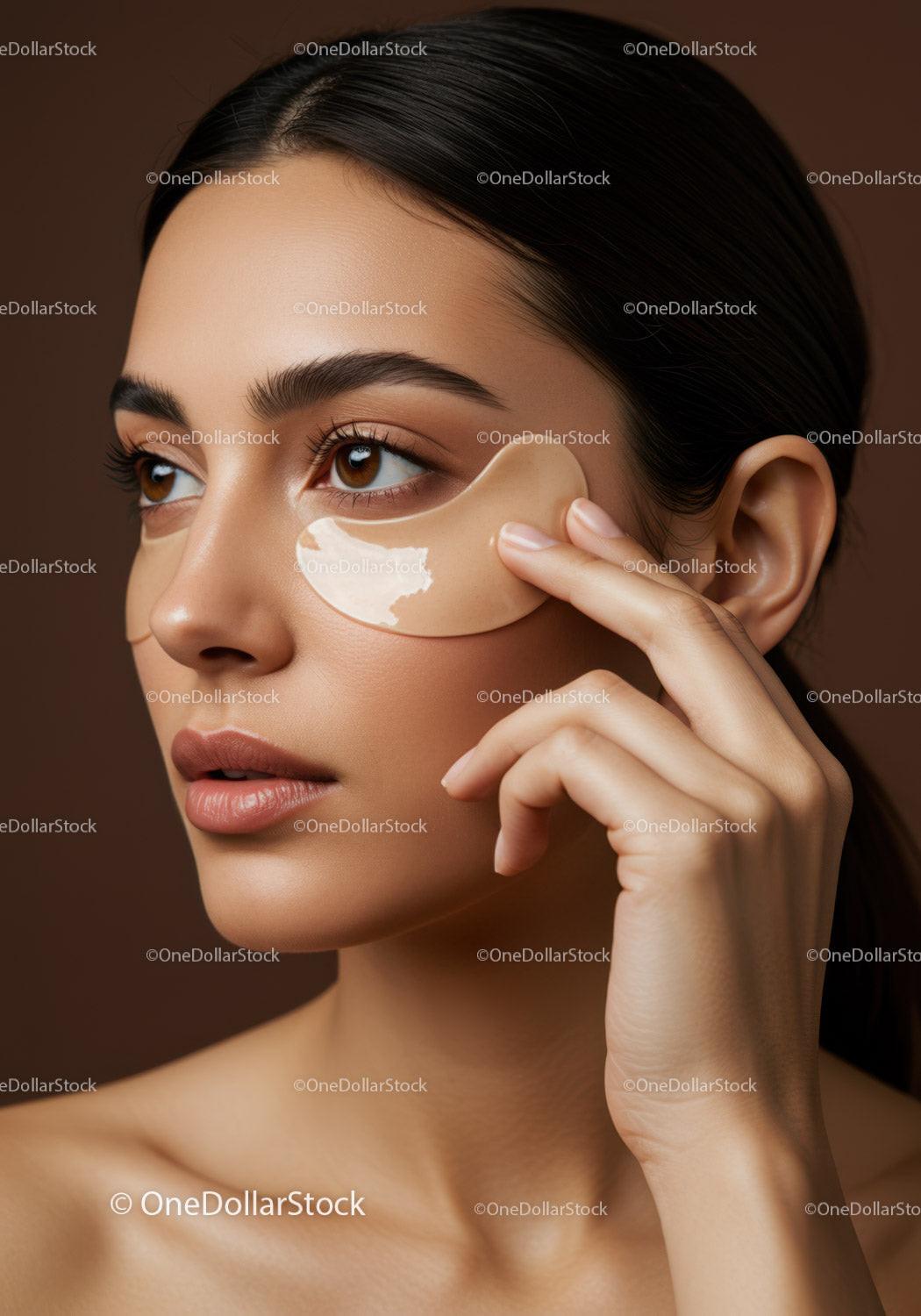Close-up of Woman Applying Concealer Under Eye with Beauty Focus
