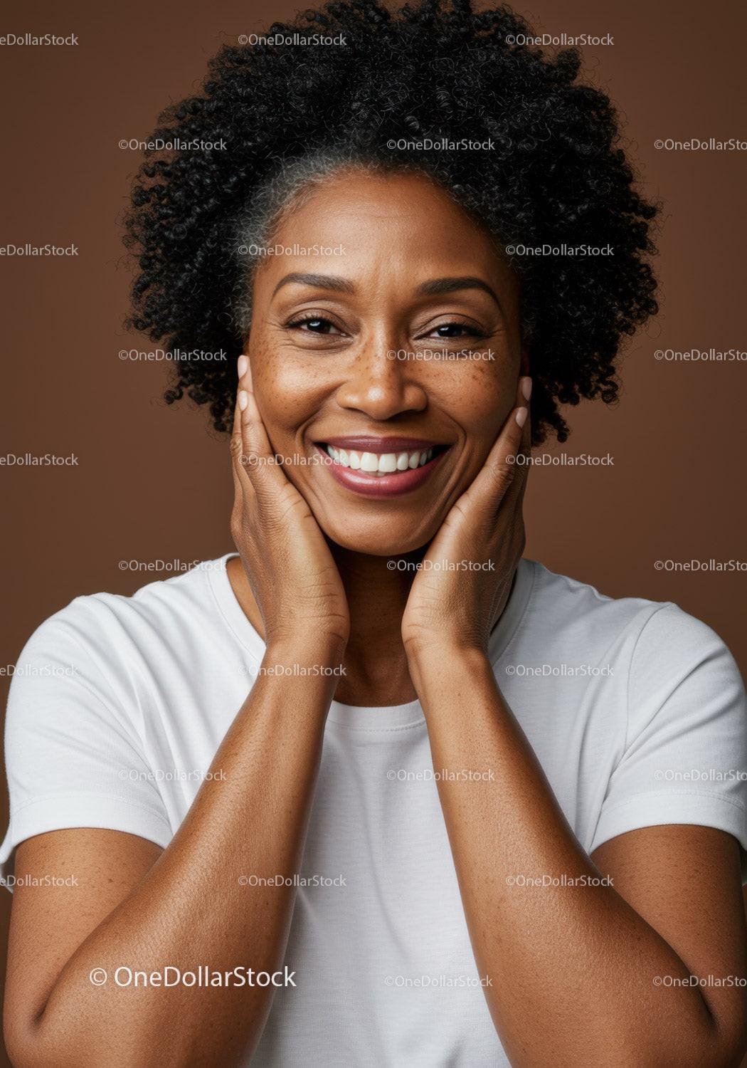 Smiling African American Woman with Natural Curly Hair