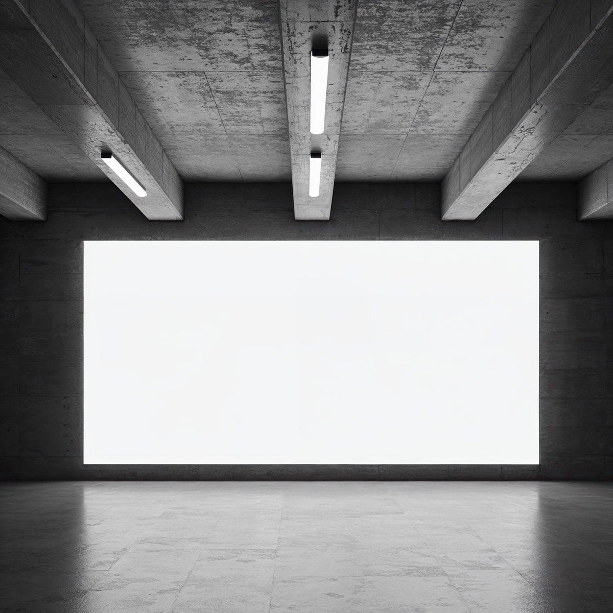 Empty modern concrete room with bright wall panel JPG Mockup Image preview