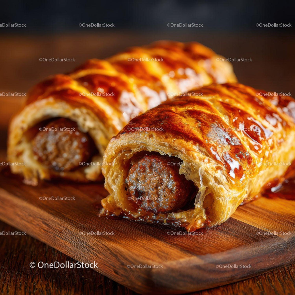 Delicious Sausage Roll with Crispy Pastry and Savory Filling Stock Photo Bundle preview 12