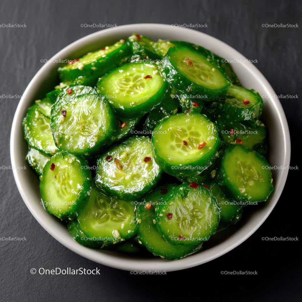 stock photo bundle made with Fresh Cucumber Slices in a Bowl for Healthy Refreshing Snack Stock Photo Bundle