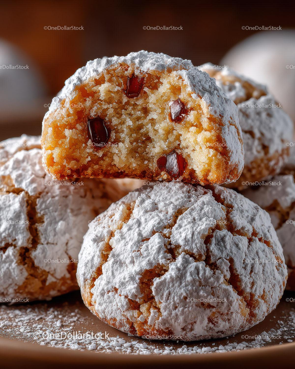 Golden Cream Puffs with Powdered Sugar and Almond Garnish for Dessert Stock Photo Bundle preview 11