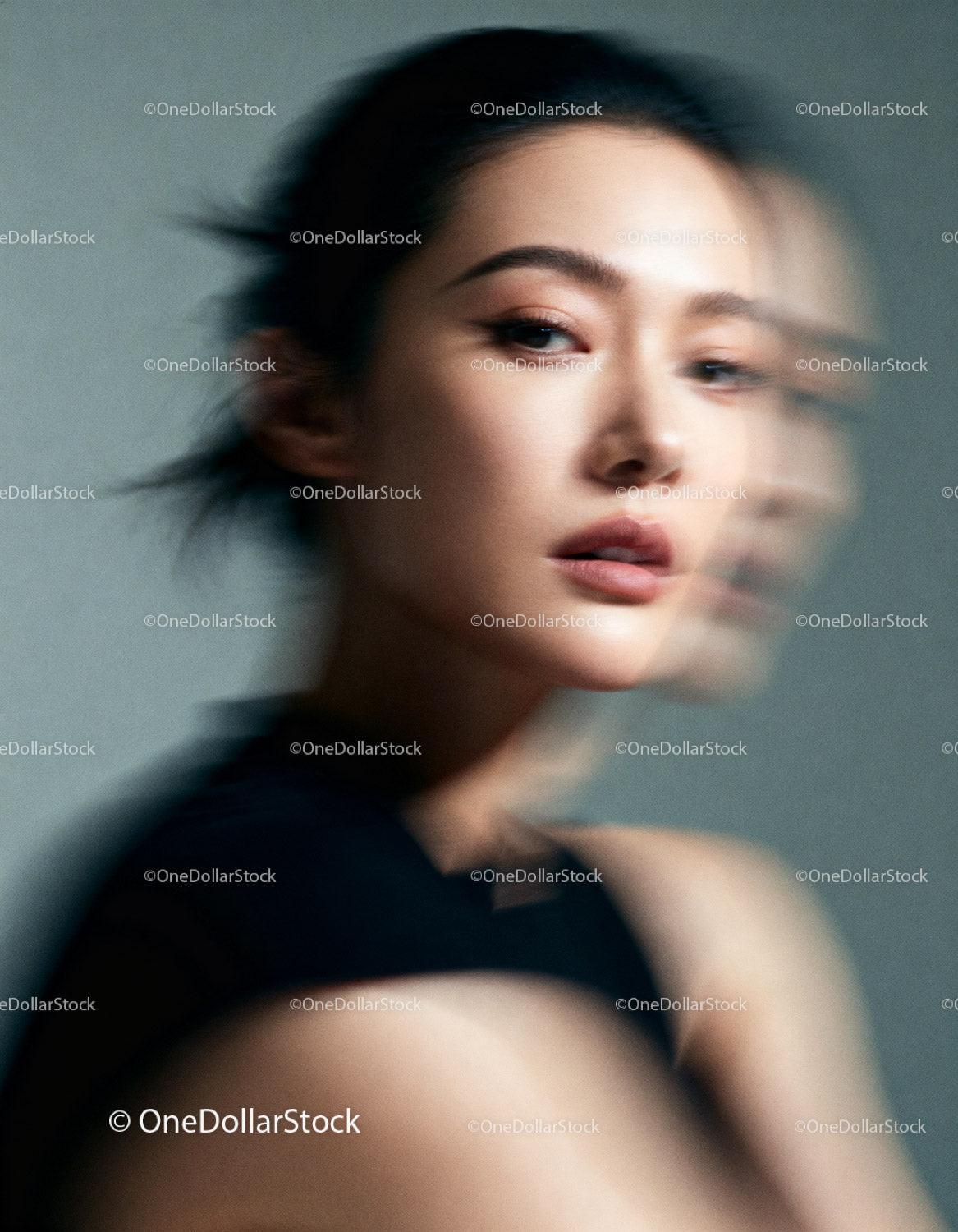 Portrait of woman with artistic motion blur effect