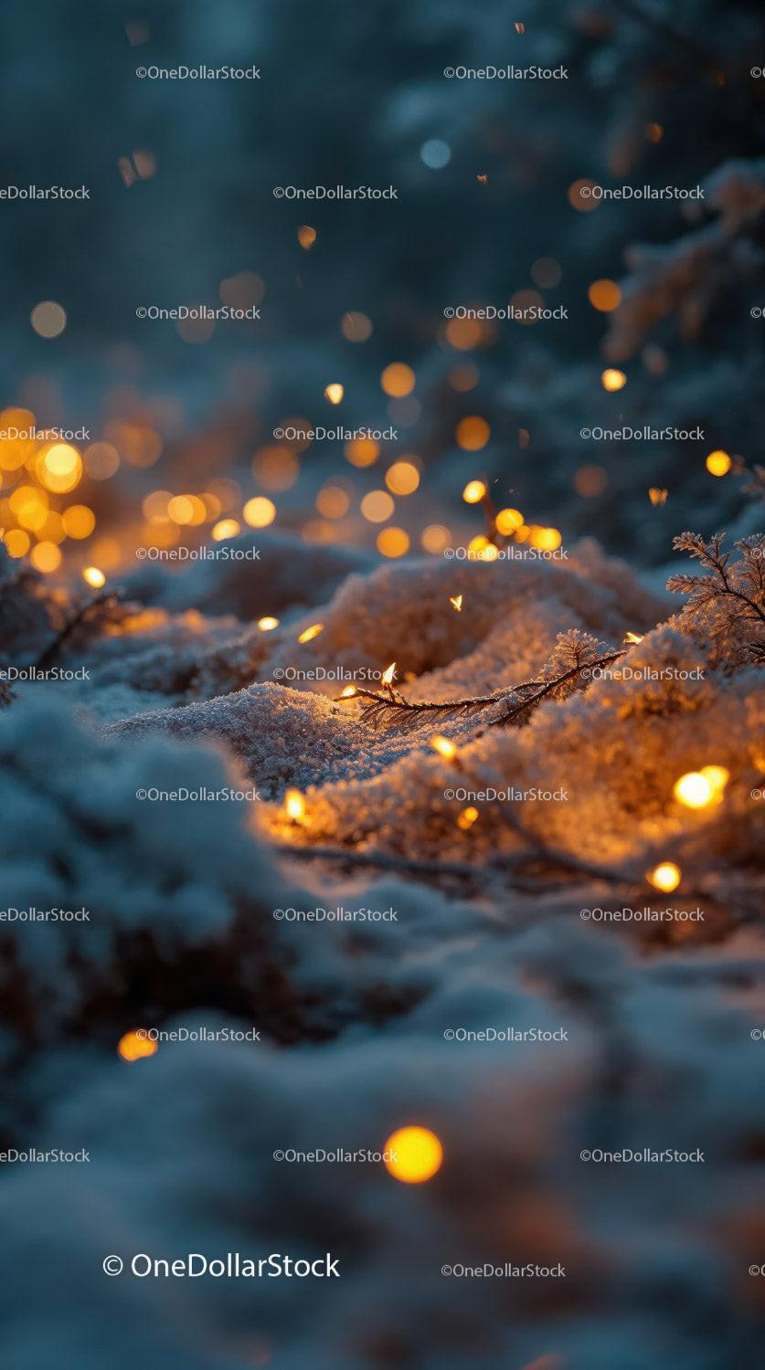 Warm Glowing Lights on Frosty Winter Branches