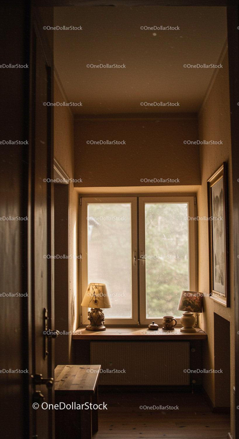 Cozy interior room with sunlight and decorative objects