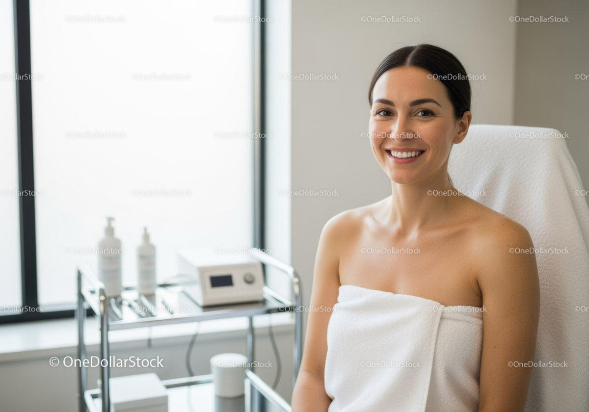 Young Woman Receiving Facial Treatment in Modern Spa