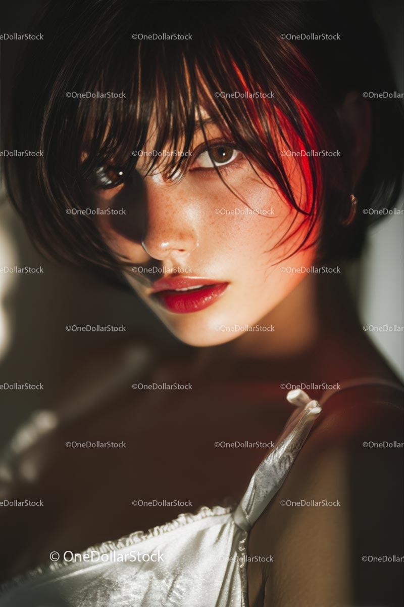 Dramatic Close-Up of a Beautiful Woman with Intense Expression Stock Photo Bundle preview 17
