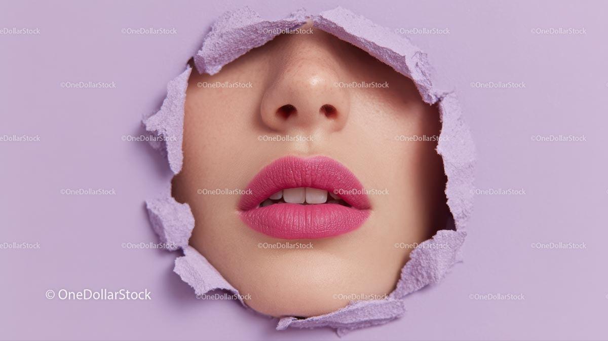 Close-Up Portrait of a Glamorous Model with Pink Lipstick Stock Photo Bundle preview 27