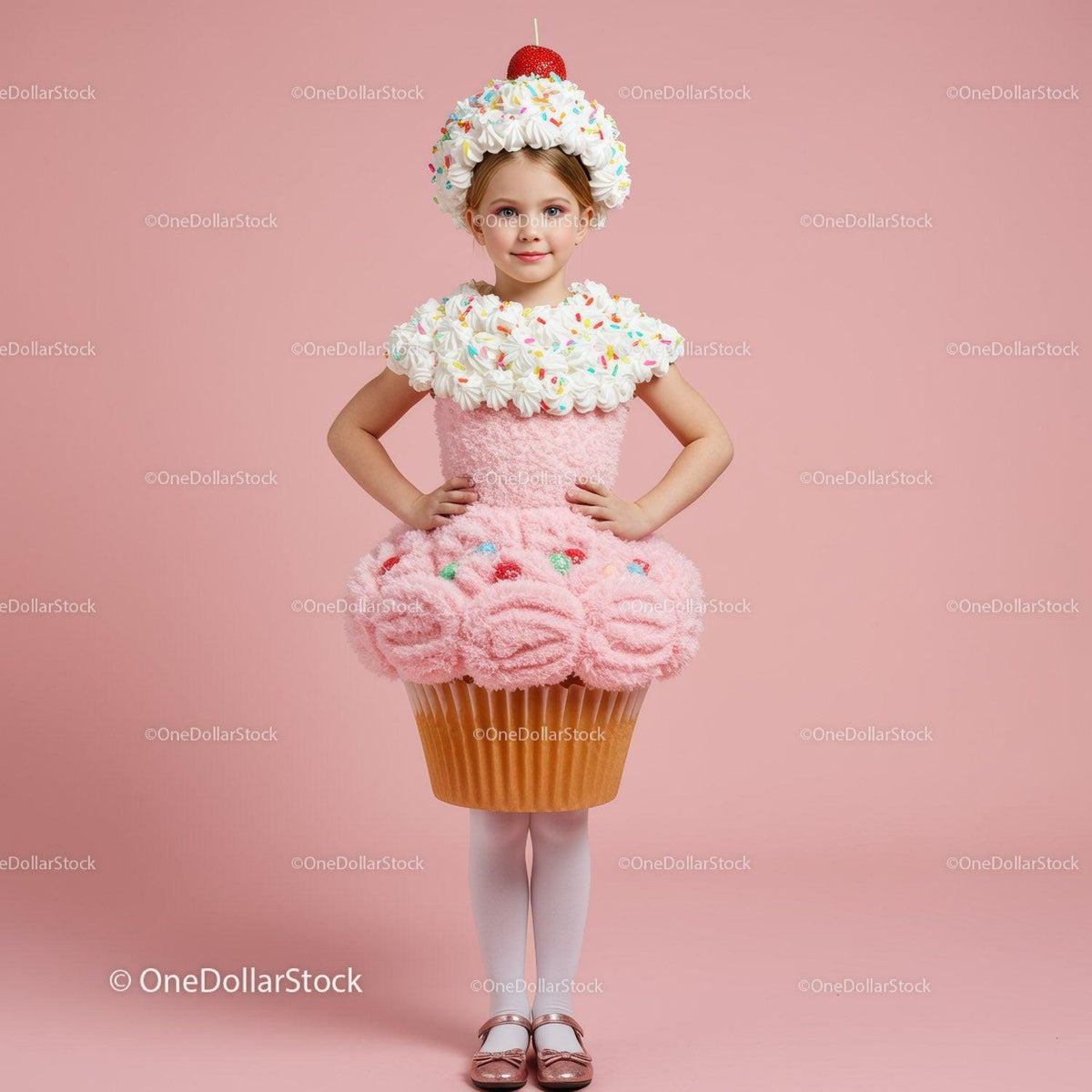 Little girl in creative cupcake dress costume