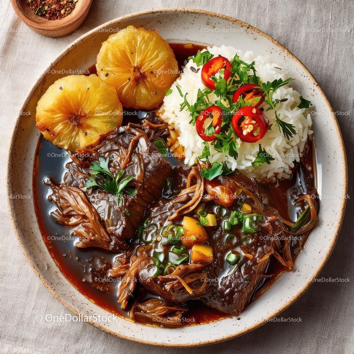 Delicious Beef Stew with Rice and Fresh Vegetables Stock Photo Bundle preview 13