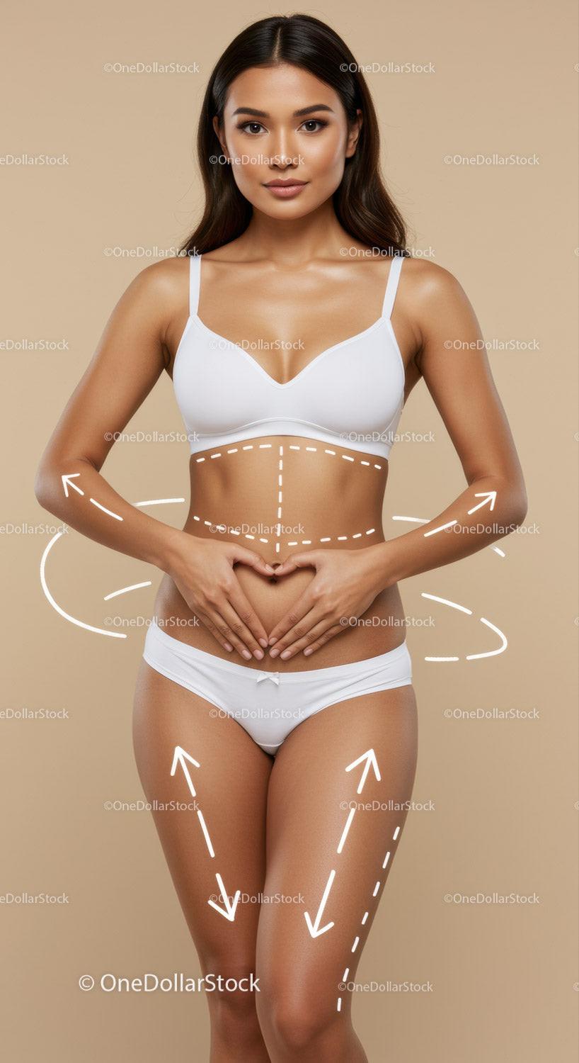 Young Woman with Toned Body in White Bikini Demonstrating Fitness and Confidence