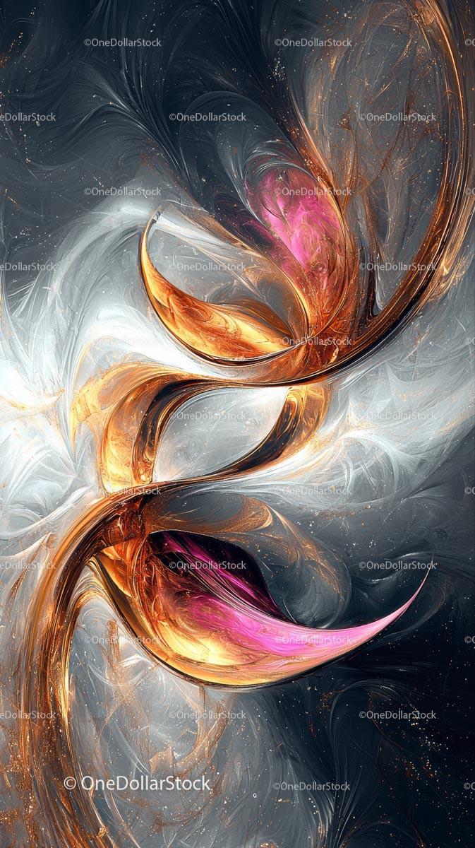 Abstract Swirling Patterns with Vibrant Fiery Accents