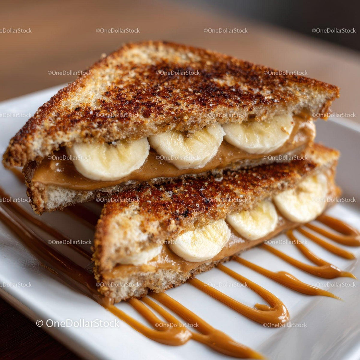 Banana Caramel Toast Sandwich for Delicious Breakfast or Snack Stock Photo Bundle creative preview 29