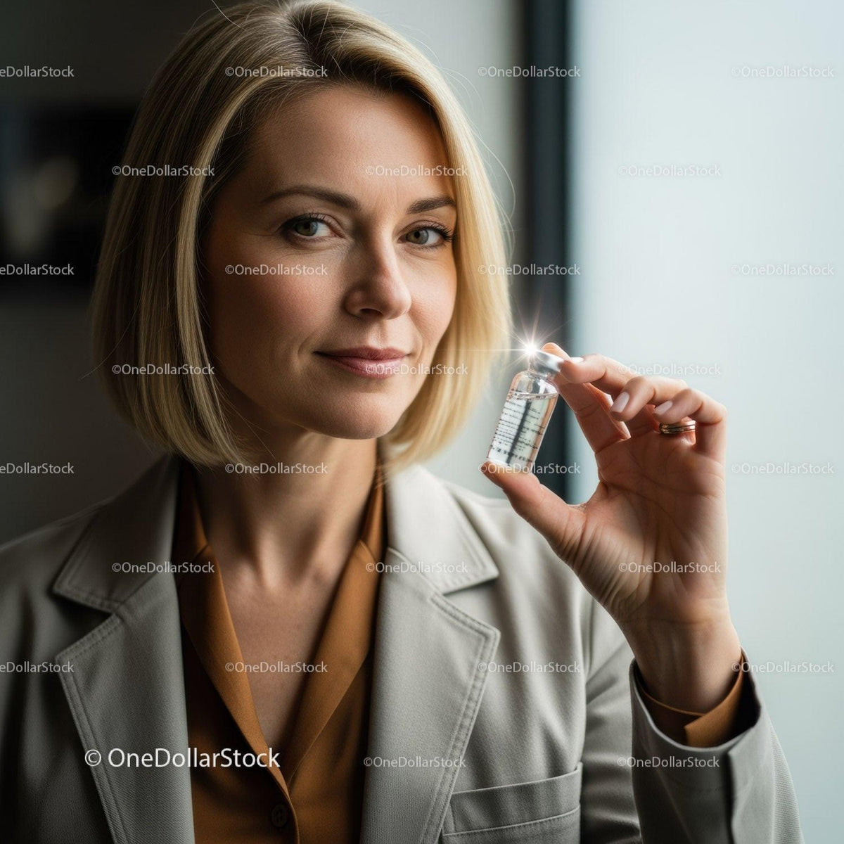 Professional Woman Preparing Vaccination Syringe in Modern Medical Clinic