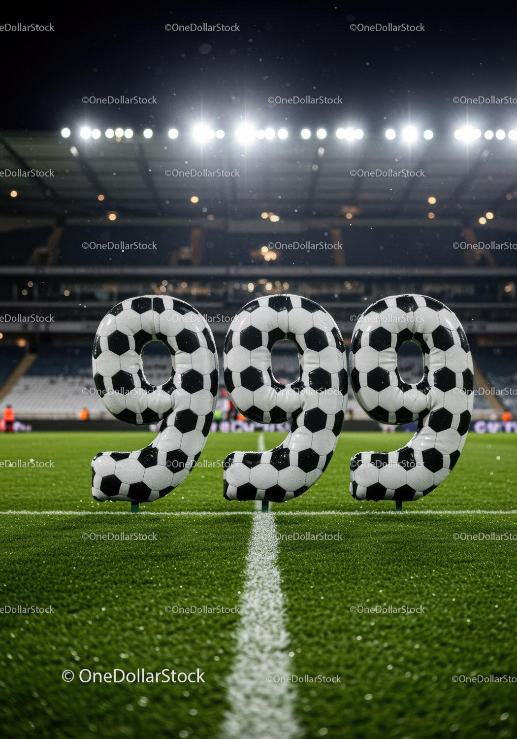 Inflatable Soccer Ball Numbers 999 on Football Field