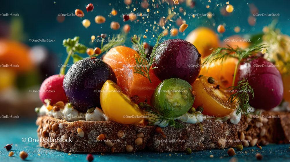 Vibrant Fruit-Topped Toast with Creamy Spread