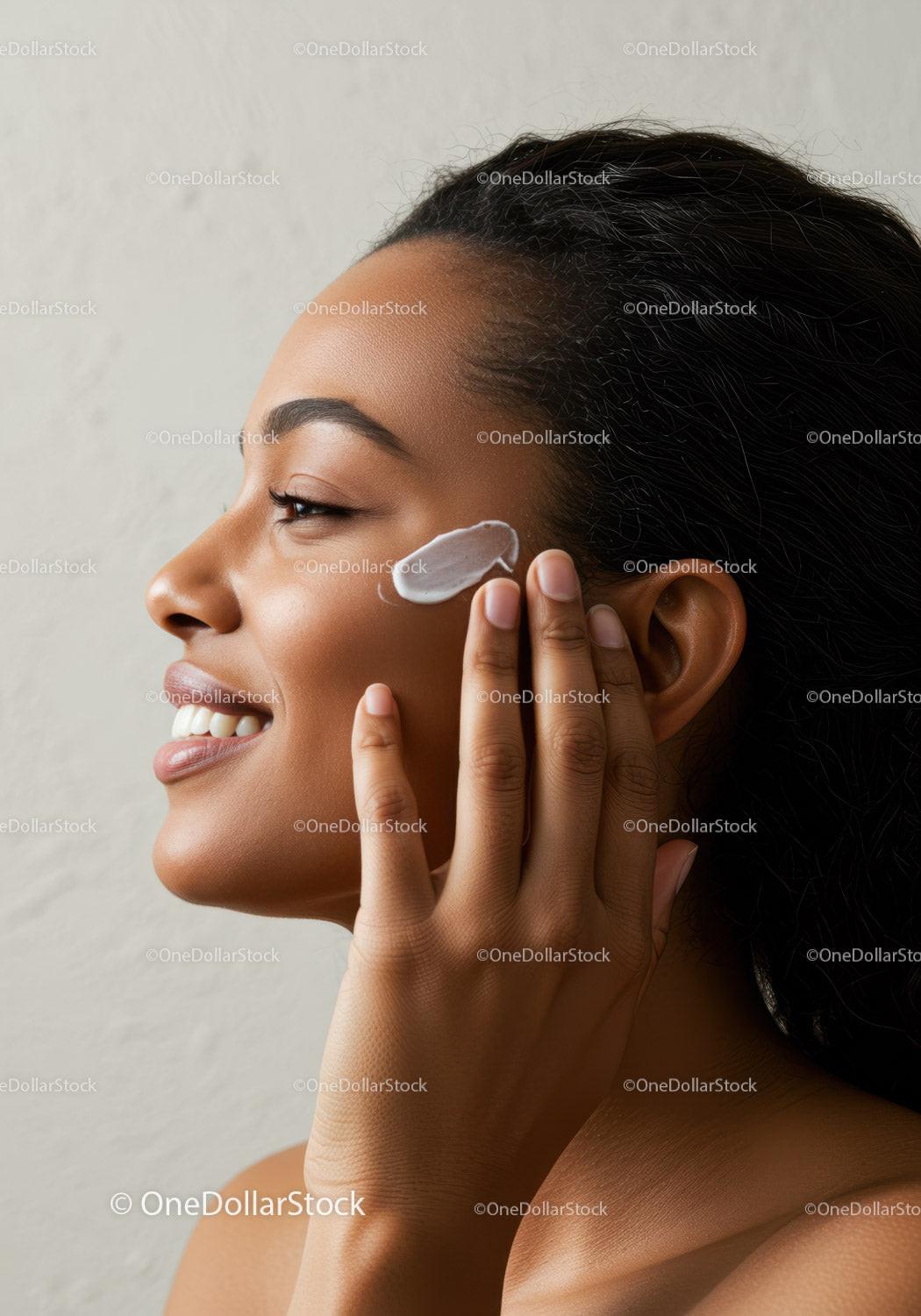 Beautiful Woman Applying Skincare Cream for Healthy Healthy Skin