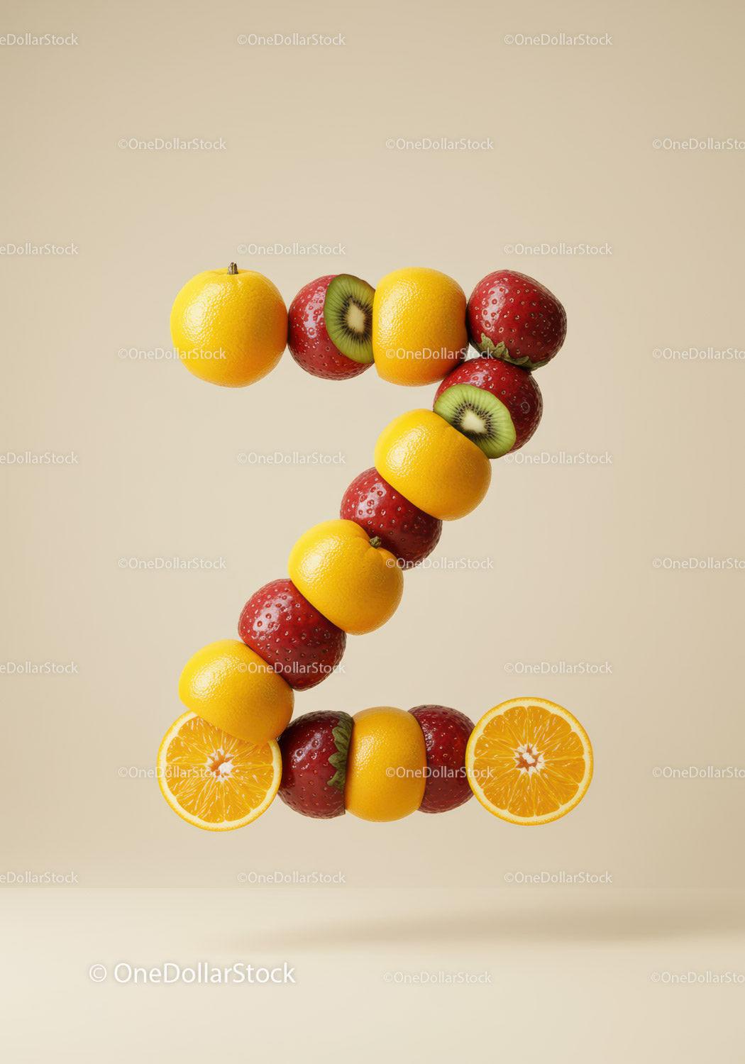 Number Seven Composed of Fresh Mixed Fruits