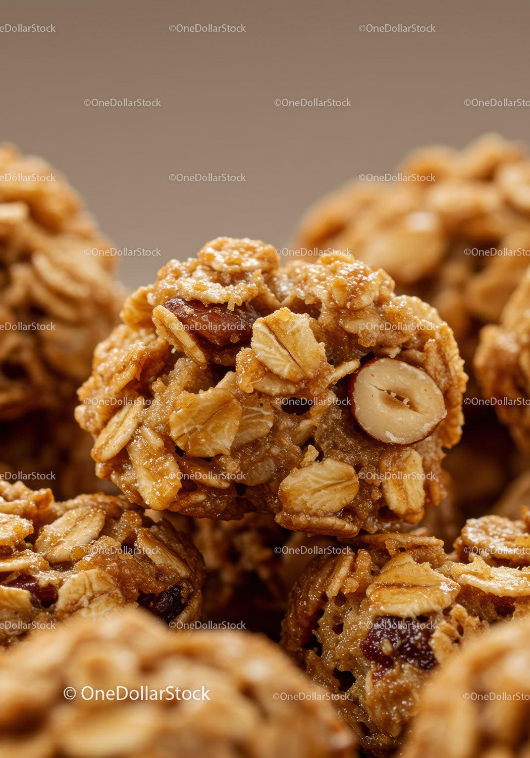 Crunchy oatmeal clusters with nuts and dried fruit