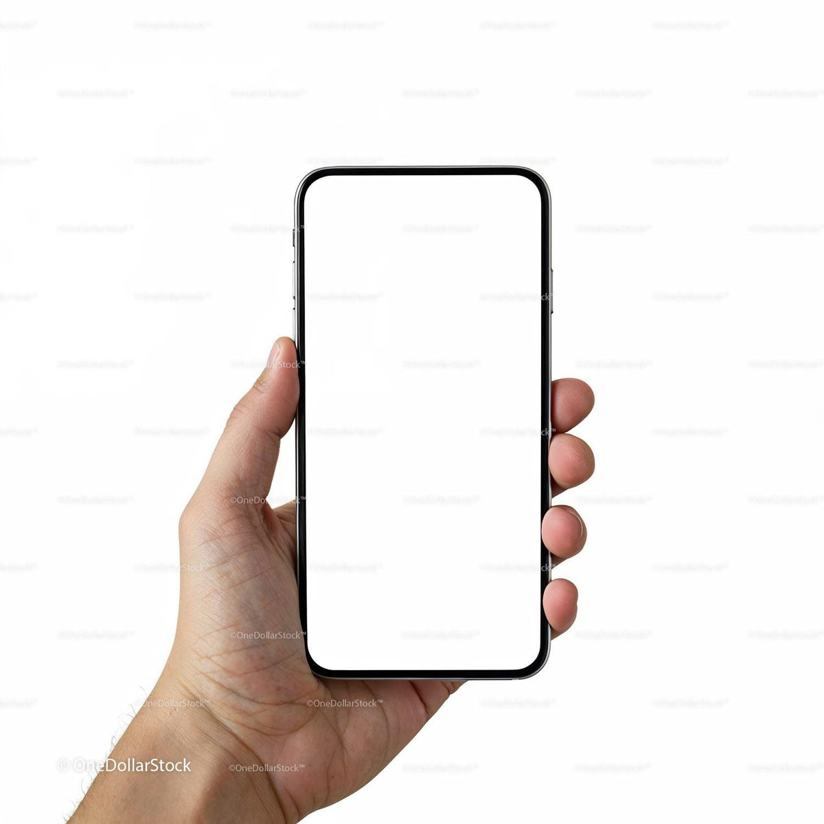 Hand Holding Smartphone with Blank White Screen JPG Mockup Image preview