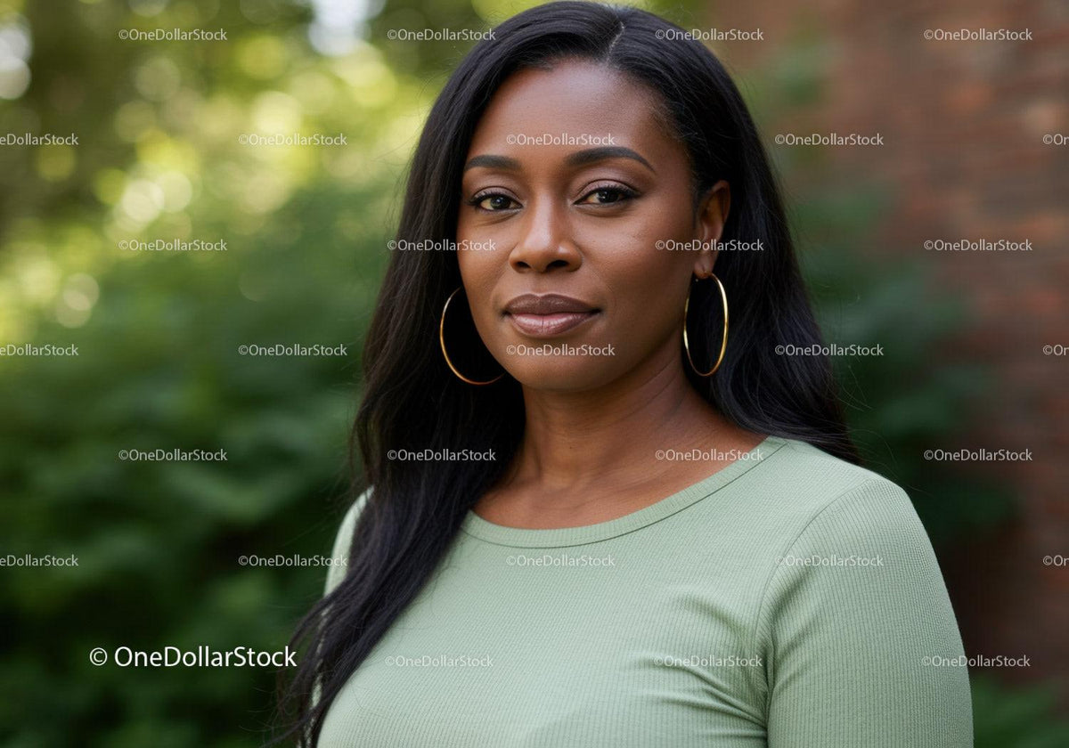 Confident woman with natural beauty in outdoor setting