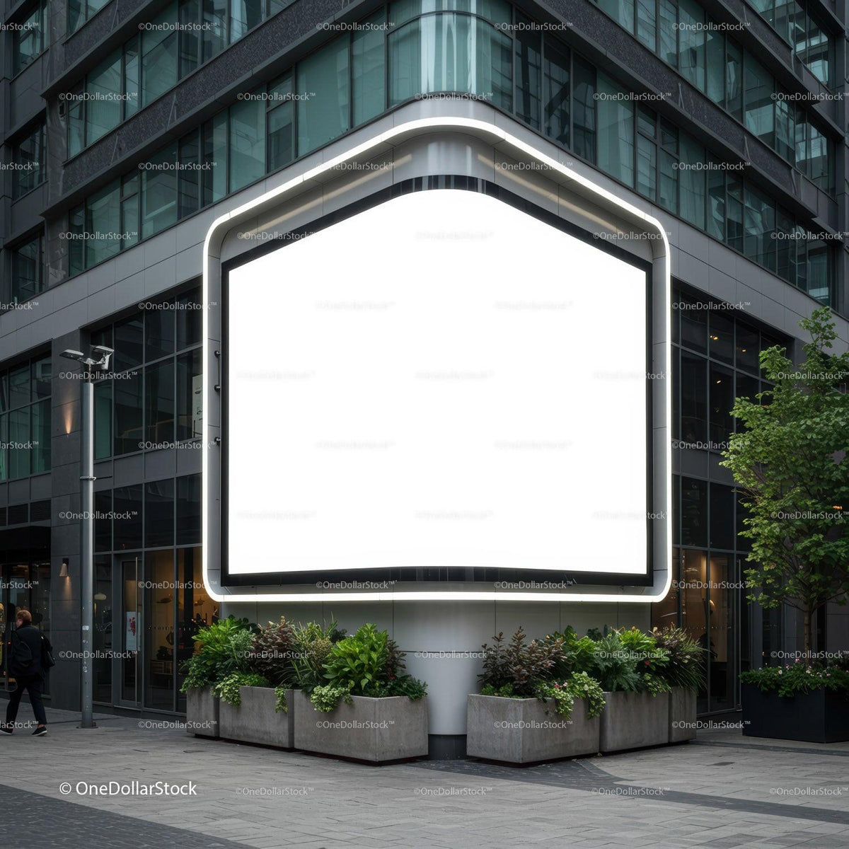 Modern Outdoor Billboard on Urban Street Corner JPG Mockup Image preview
