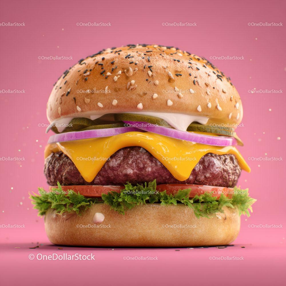 Juicy Cheeseburger with Fresh Vegetables and Melted Cheese