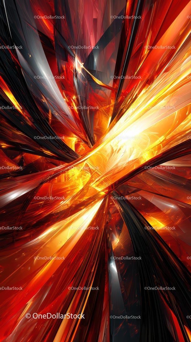 Abstract Fiery Explosion with Red and Orange Light Trails