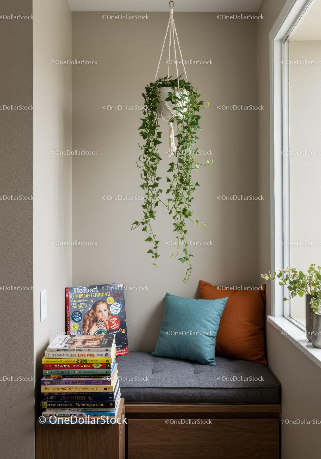 Indoor Ivy Hanging Plant in Cozy Minimalist Home Corner