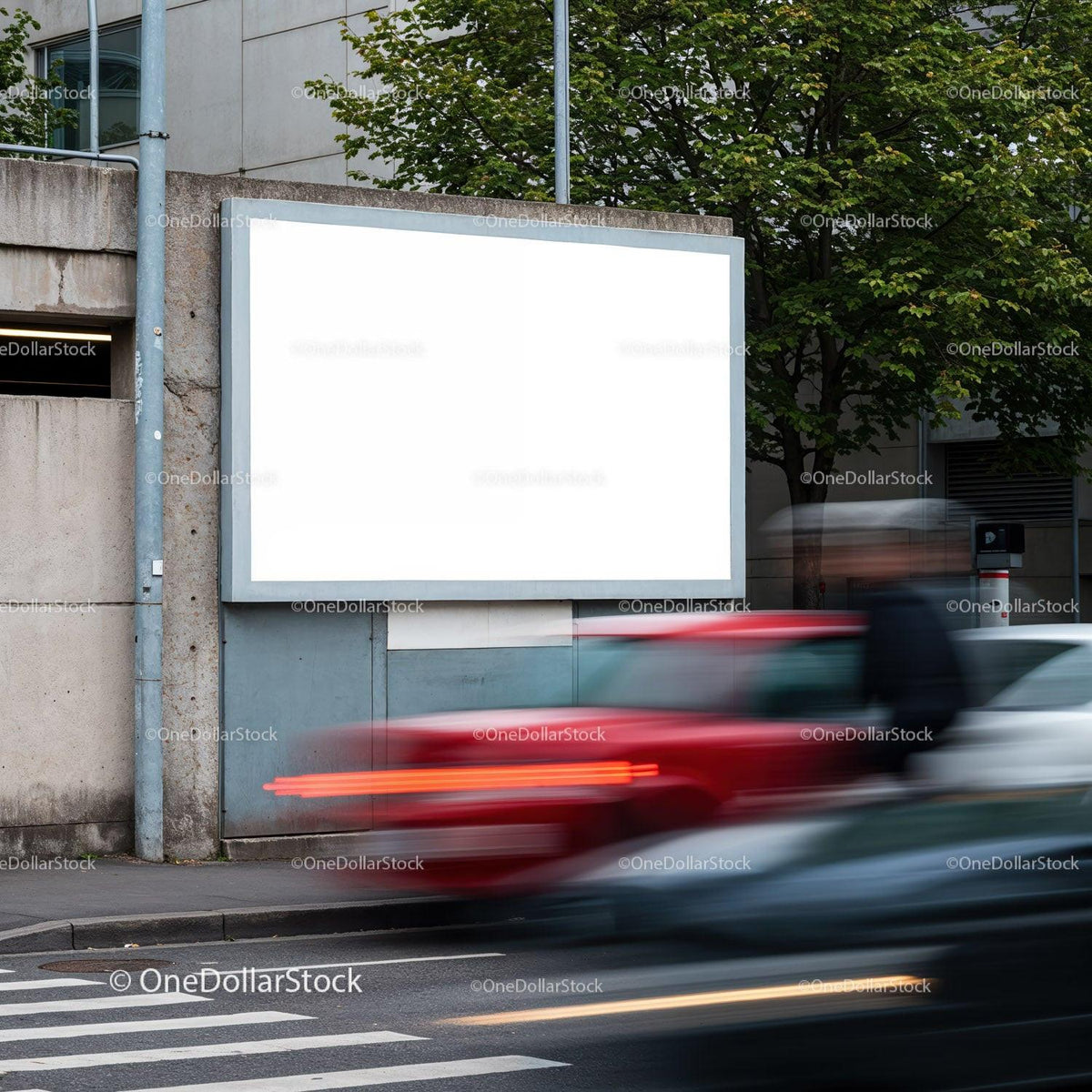 Blank Outdoor Billboard Near Urban Street Intersection JPG Mockup Image preview