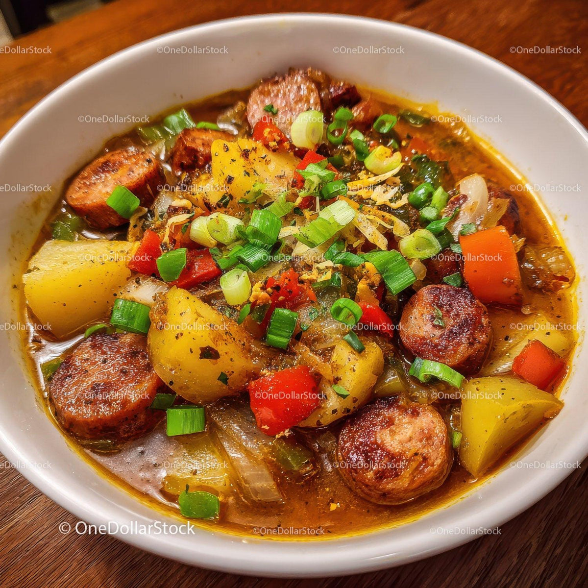 Hearty Sausage and Vegetable Soup with Potatoes and Carrots Stock Photo Bundle preview 15