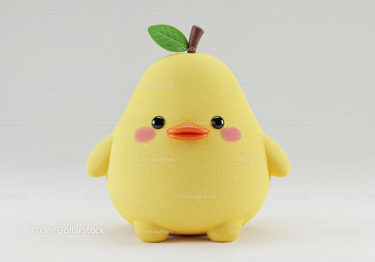 Yellow Plush Duck Toy with Green Leaf and Orange Beak Stock Photo Bundle preview 5