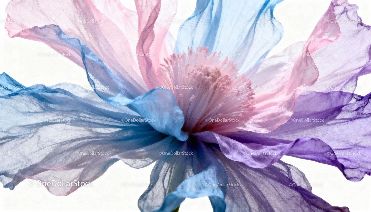 Delicate pastel hibiscus flower close-up with translucent petals