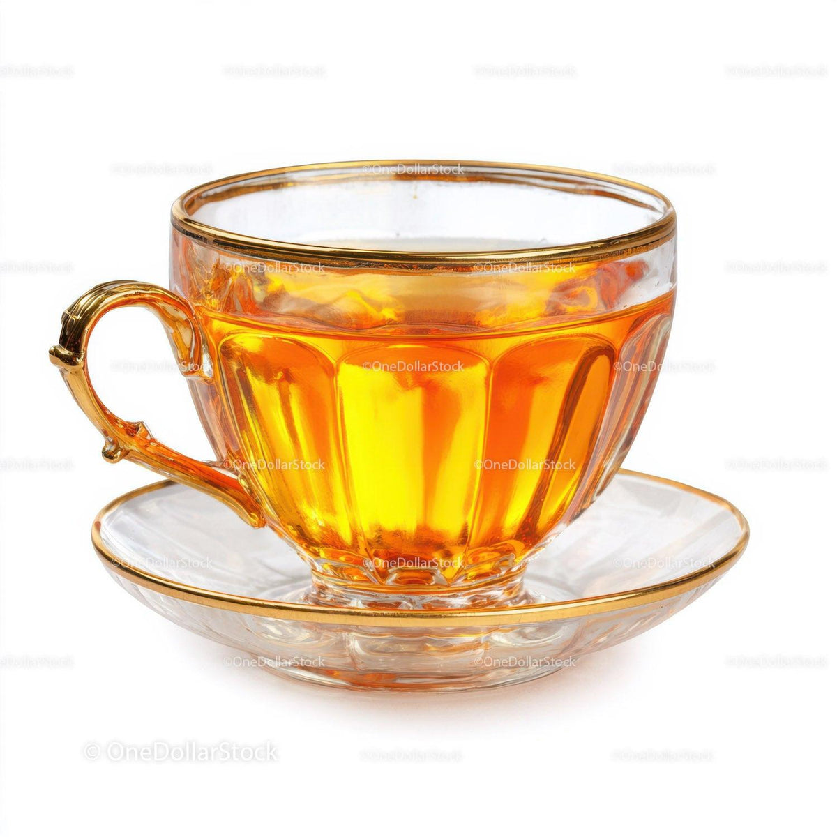 Elegant Clear Glass Tea Cup with Amber Liquid for Refreshing Drinks Stock Photo Bundle preview 18