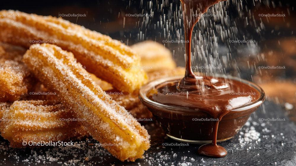 Crispy Sugar-Coated Churros with Chocolate Dipping Sauce Stock Photo Bundle preview 15