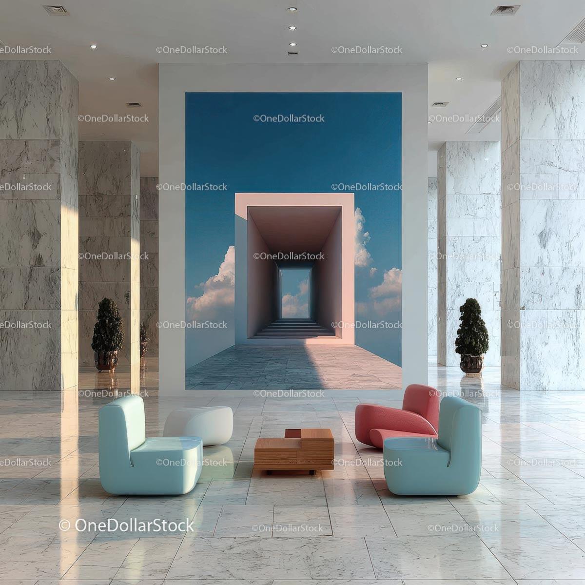 Stylish Modern Interior with Artistic Wall and Elegant Furnishings Stock Photo Bundle preview 8