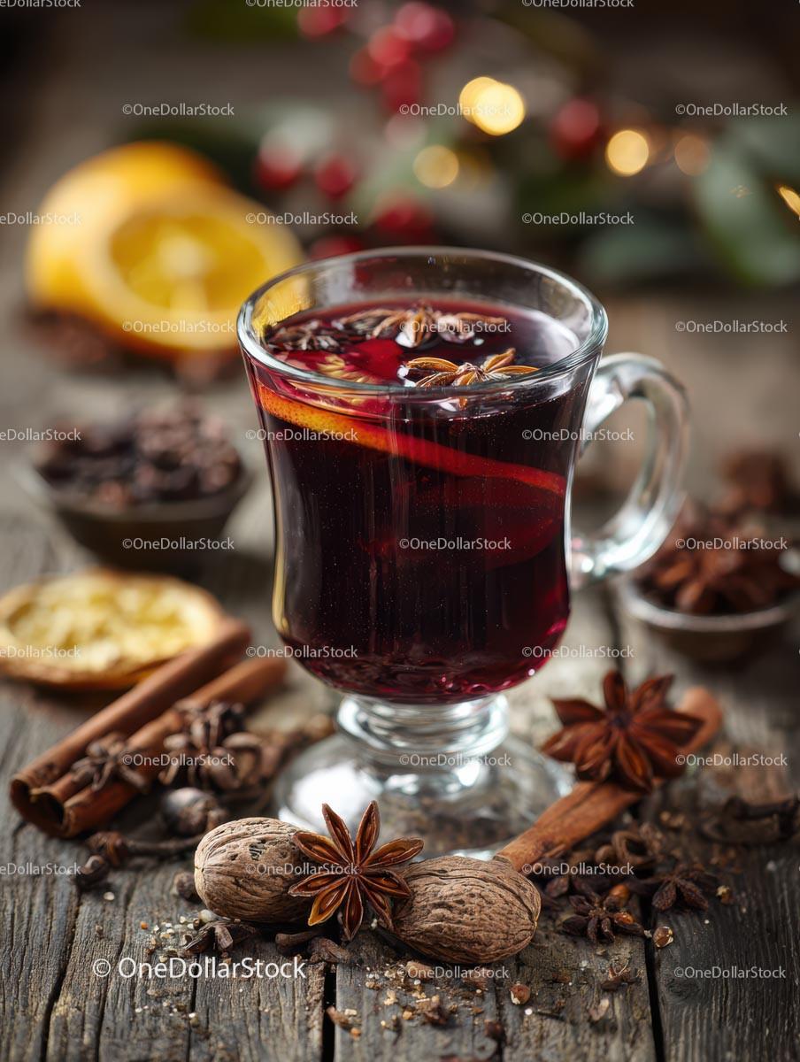 Cozy Mulled Wine with Spices and Citrus Garnish Stock Photo Bundle preview 15