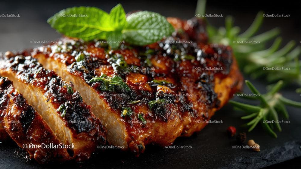 Grilled Beef Ribs with Fresh Green Herbs on Plate Stock Photo Bundle preview 31