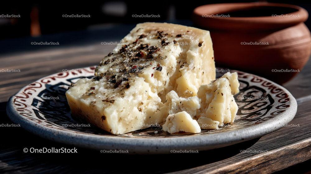 Blue Cheese and Rustic Bread on Decorative Plate in Food Setting Stock Photo Bundle preview 15