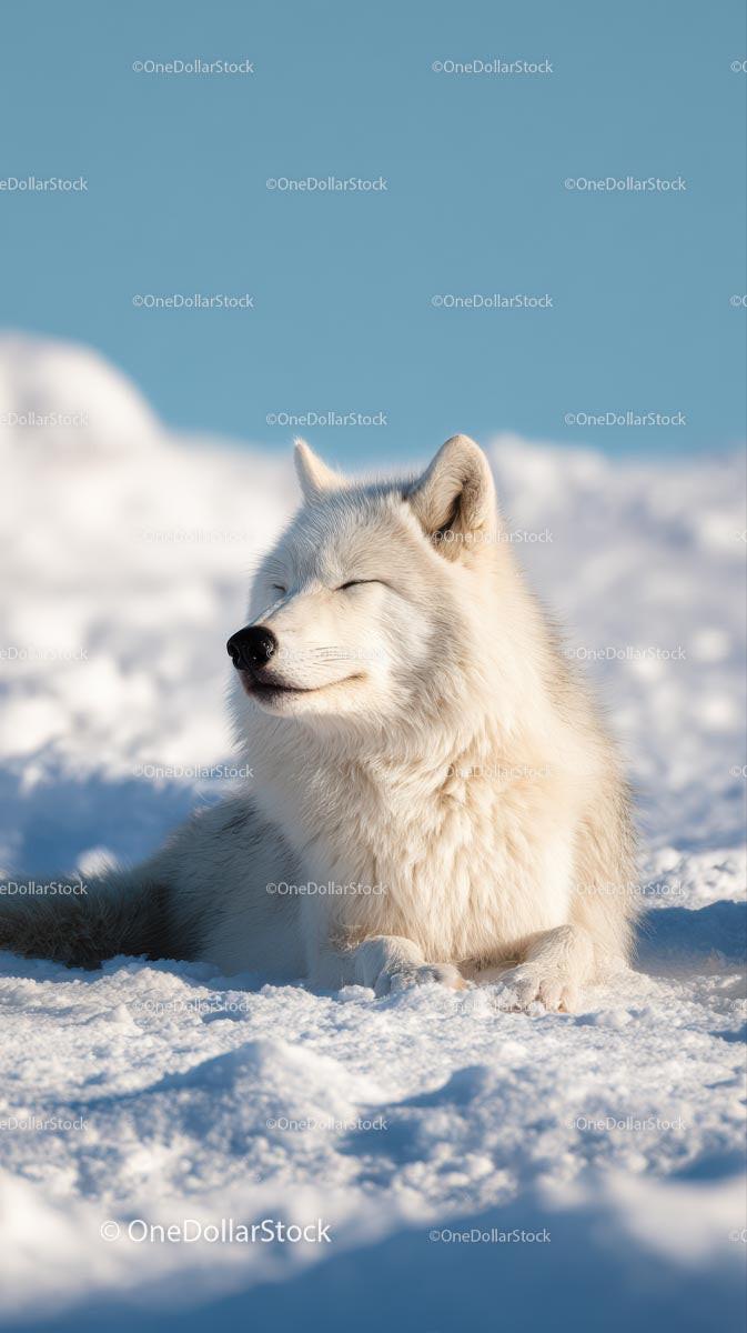 Charming Arctic Fox Relaxing in a Snowy Landscape