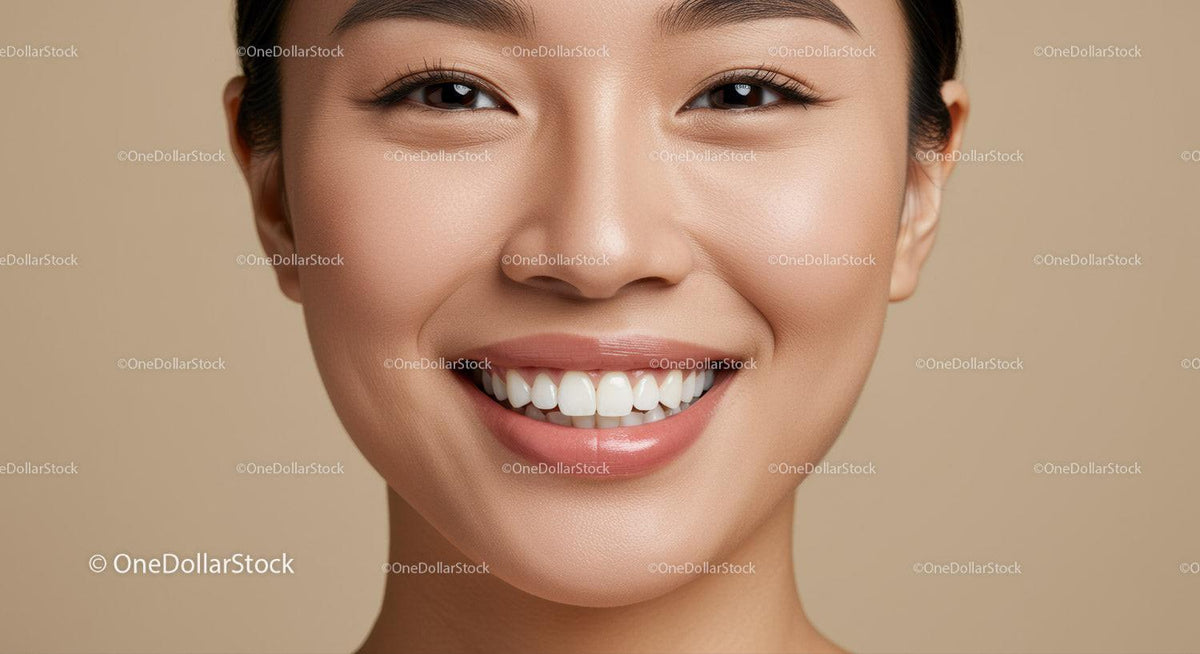 Close-up of Smiling Asian Woman with Healthy Skin