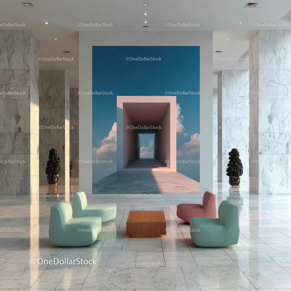 Stylish Modern Interior with Artistic Wall and Elegant Furnishings Stock Photo Bundle preview 19