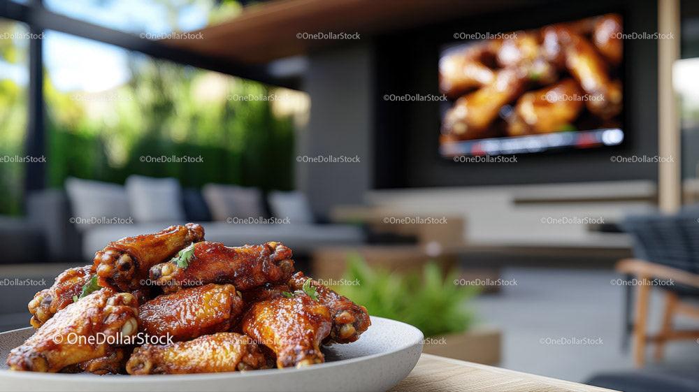Crispy Chicken Wings on a Modern Outdoor Patio