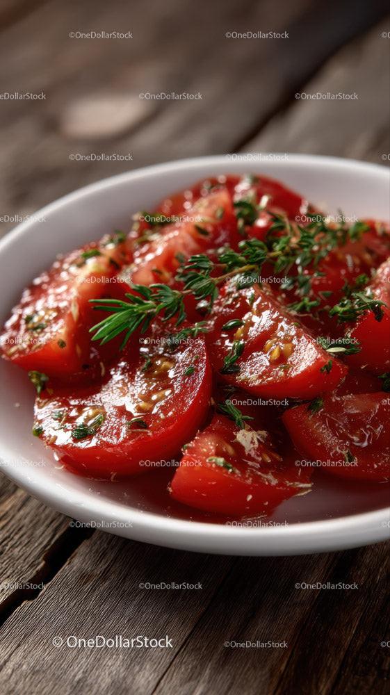 Delicious Cherry Tomato Toast with Fresh Herbs in Outdoor Setting 25 JPG Files digital asset preview