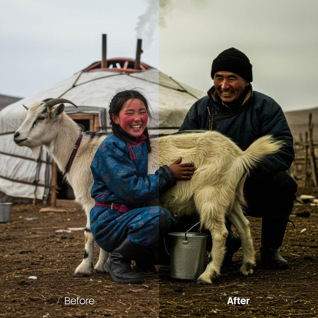 Before and after Folklore Dark Lightroom preset edit