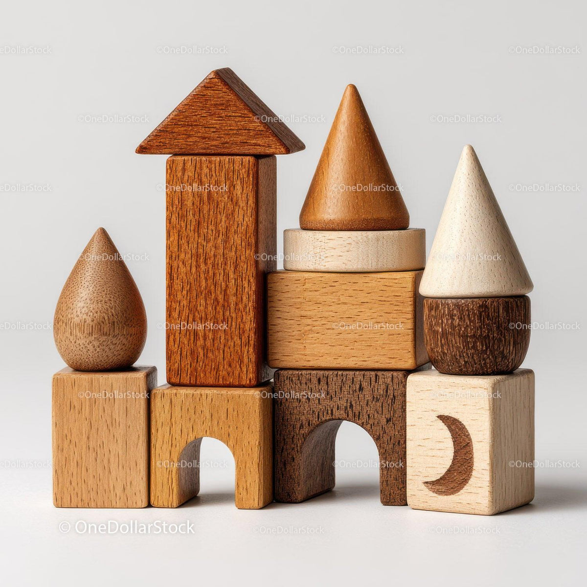 Arrangement of Wooden Geometric Shapes with Natural Textures preview 43