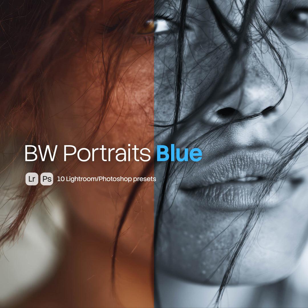 BW Portraits Blue Lightroom presets cover preview