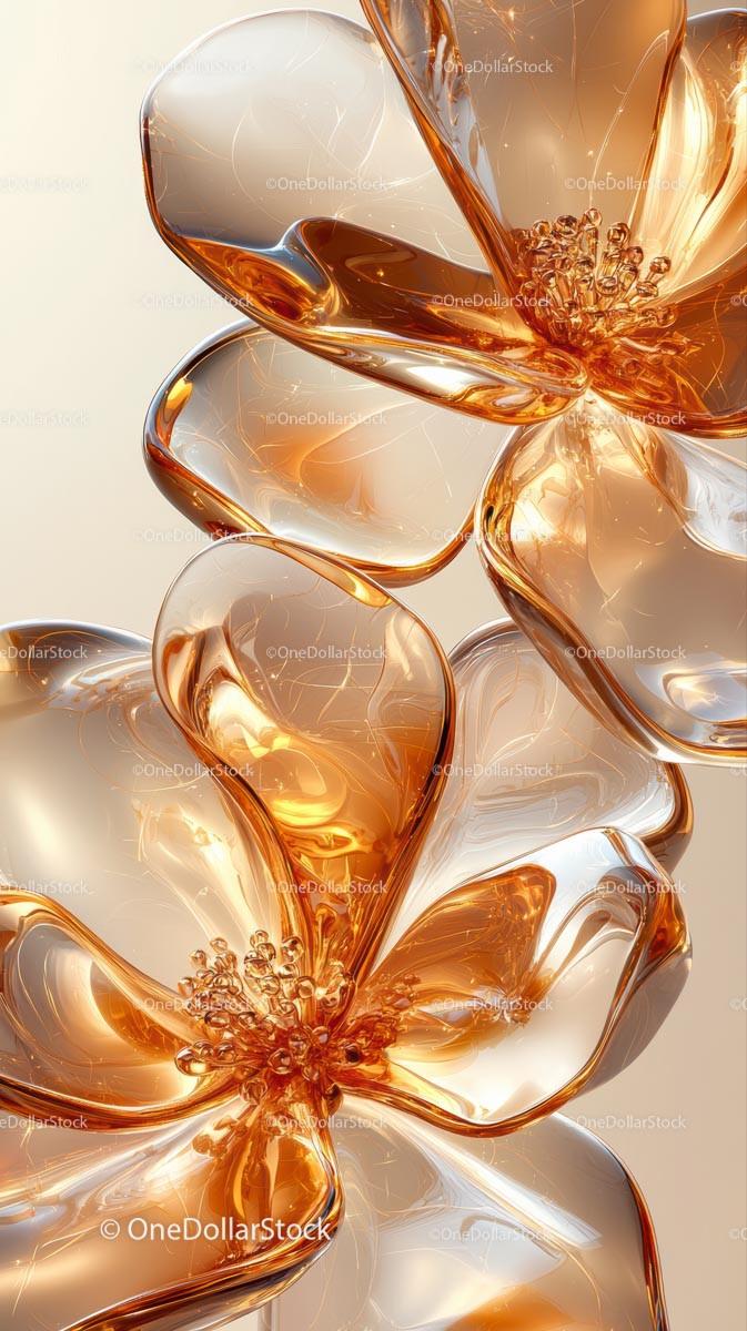 Elegant Abstract Glass Flower Sculpture with Metallic Finish
