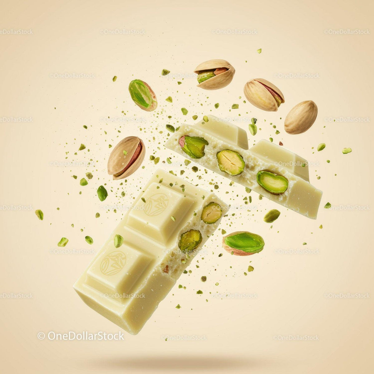 White Chocolate Bar with Pistachio Nuts Pieces