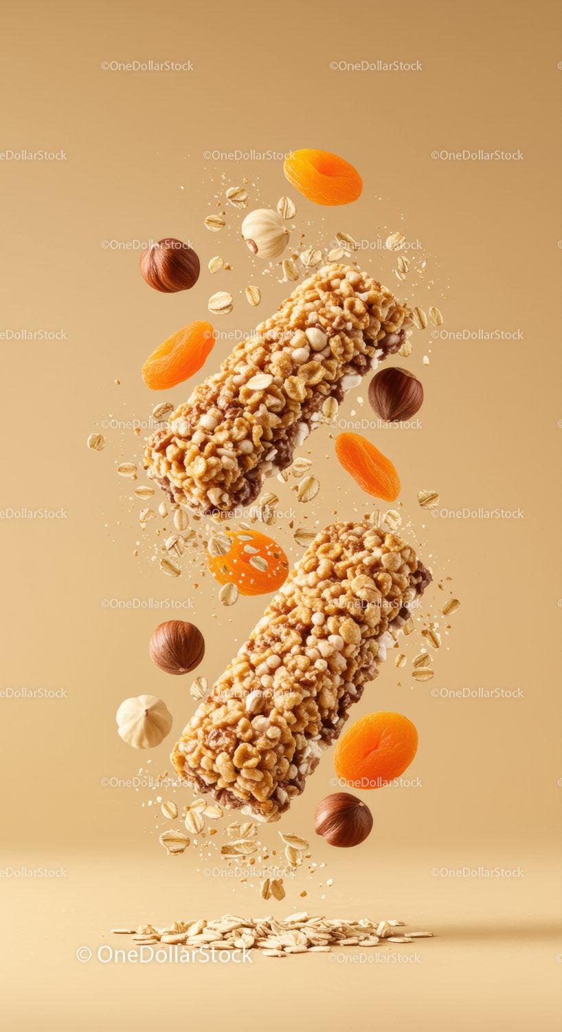 Nutty granola bars with dried apricot and oats